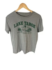 New Modern Lux Women's Shirt Lake Tahoe Short Sleeve Graphic Gray Size M