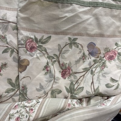 VINTAGE LOUIS NICHOLE EMPIRE ROSE FLAT KING SHEET