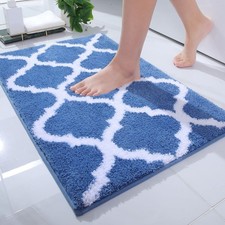 OLANLY 30x20 Soft Absorbent Microfiber Non-Slip Bath Rug - Moroccan Geometric