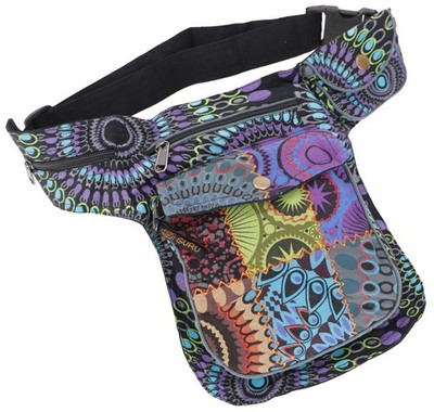 Stoff Sidebag + Patchwork Hüfttasche, Goa Gürteltasche, Bauchtasche aus Nepal