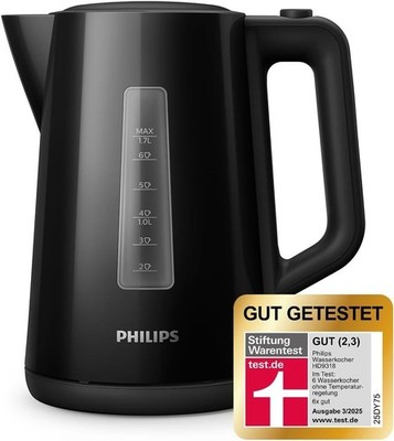 Philips Kettle - 1.7 L Capacity with Control Indicator, Pirouette Base, Black