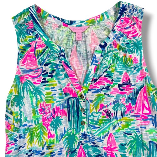 Lilly Pulitzer Essie Dress Salt in the Air Womens Medium Tropical Sleeveless
