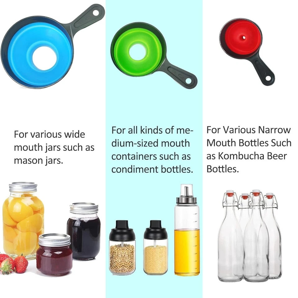 Embudo para enlatar con colador - Embudos de boca ancha, Paquete de 4 Foto 3 de 4