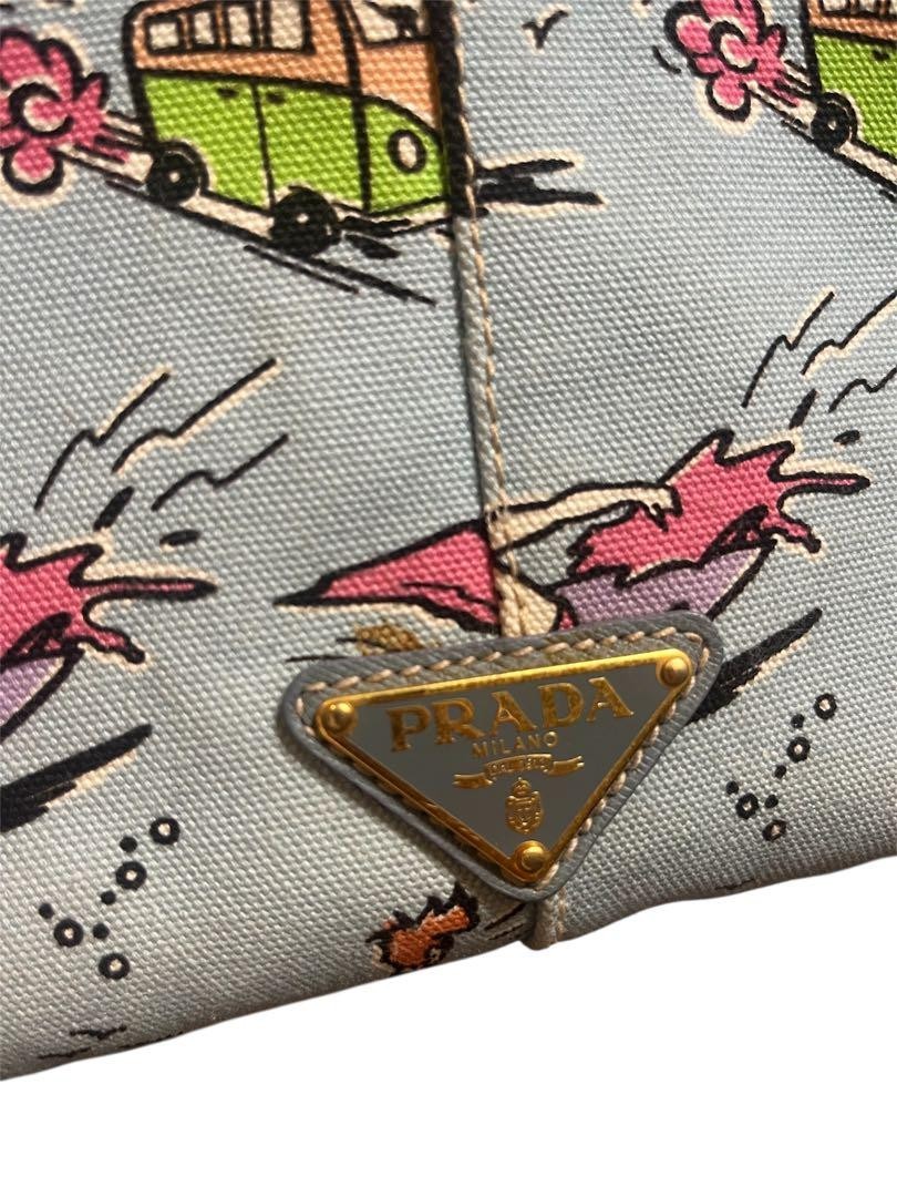 PRADA Surfer Pattern Light Blue Canvas Canapa Med… - image 6