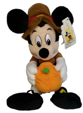 RARE Disney world Mickey Mouse Thanksgiving beanie Pilgrim Plush with pumpkin 2