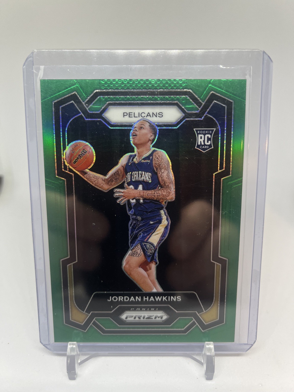 2023-24 Panini Prizm RC Jordan Hawkins Green Prizm Refractor #130 Pelicans 