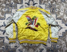 Vintage Souvenir Jacket Child Toddler Sukajan Japan Satin Embroidered Bird Sz 6