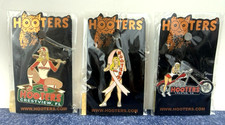 3-Hooters Lapel Pins~Baseball-Crestview,FL~Motorcycle-Chester,VA~Breast Cancer