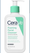 CeraVe Foaming Facial Cleanser, Daily Face Wash 8 Fl Oz Pack of 1 , White