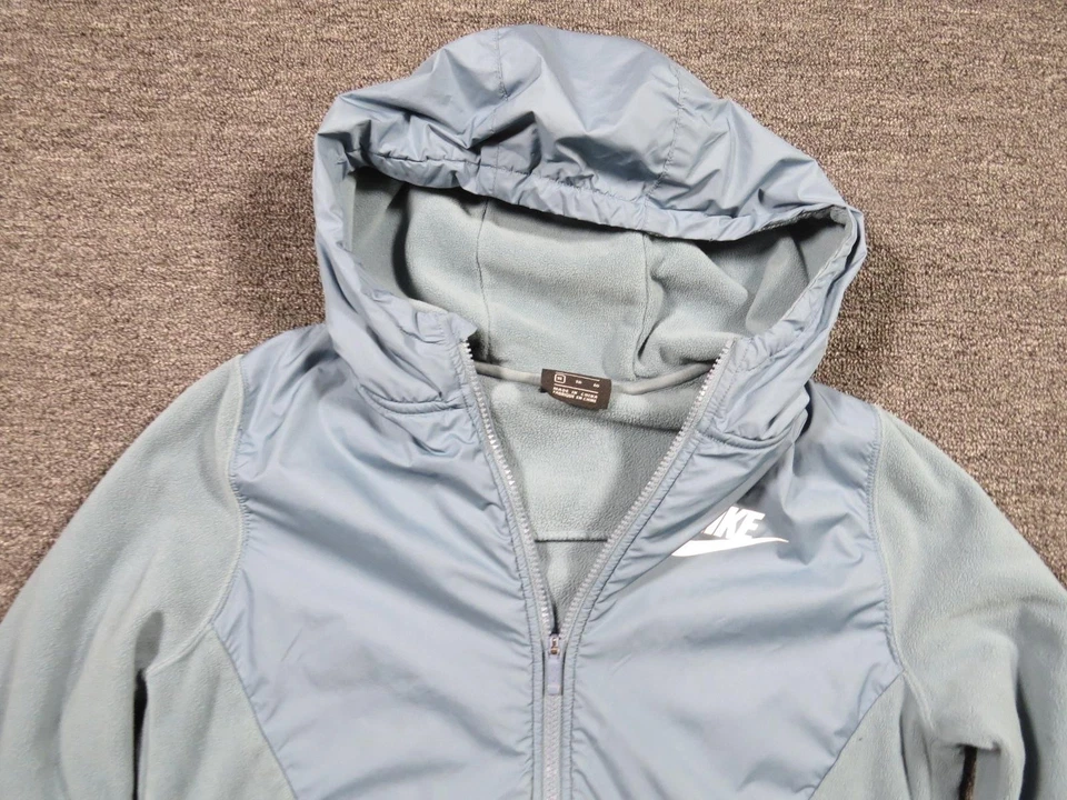 Chaqueta polar con capucha Nike juvenil XL azul cremallera completa cortavientos superposición atlética Foto 2 de 4