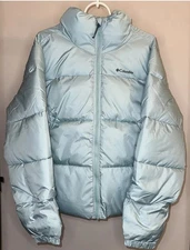 Columbia Women's Puffect Water Resistant Jacket In Aqua Haze - Size XL