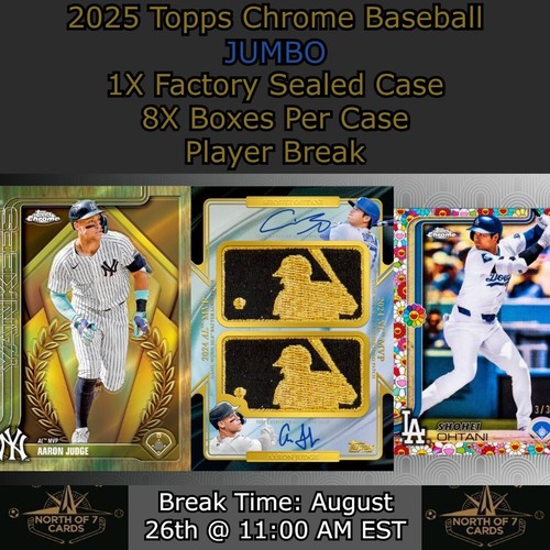 Will Smith 2025 Topps Chrome Baseball JUMBO - 1X Case Player BREAK #38