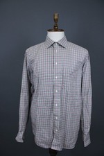 Eton Multi Check Contemporary Long Sleeve Button Down Shirt Size 45 / 17.75