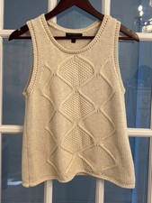 BANANA REPUBLIC Women s Ivory Cable Knit Sweater Tank Top Coastal