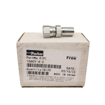 (20-PACK) PARKER 106CY-4-2 Parflex Hydraulic Hose Fitting Female SAE 37° Swivel