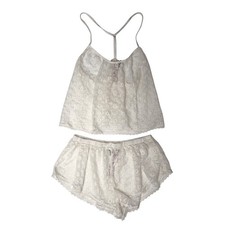 Victoria's Secret Lace Pajama Set Camisole Shorts Ivory XS L NWT