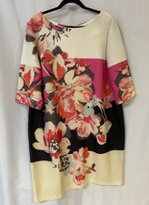 NWT Gabby Skye Cream and Pink Floral 3/4 Sleeve Shift Knee Length Dress Size 18W