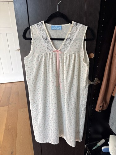 Coffee Time Vintage Sleeveless Floral Lace Trim Nightgown