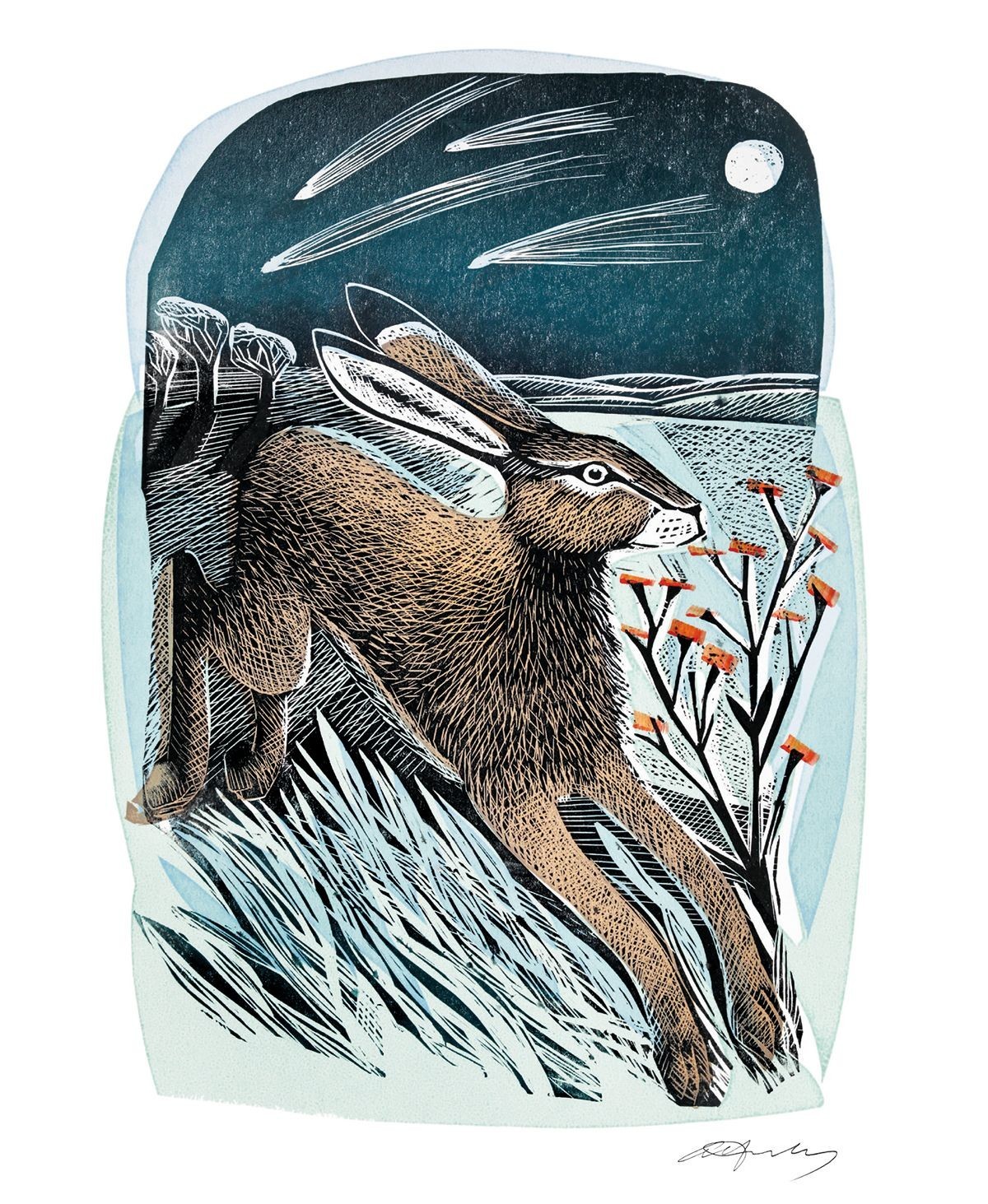 Angela Harding Shooting Stars Blank Greeting Card with Envelope