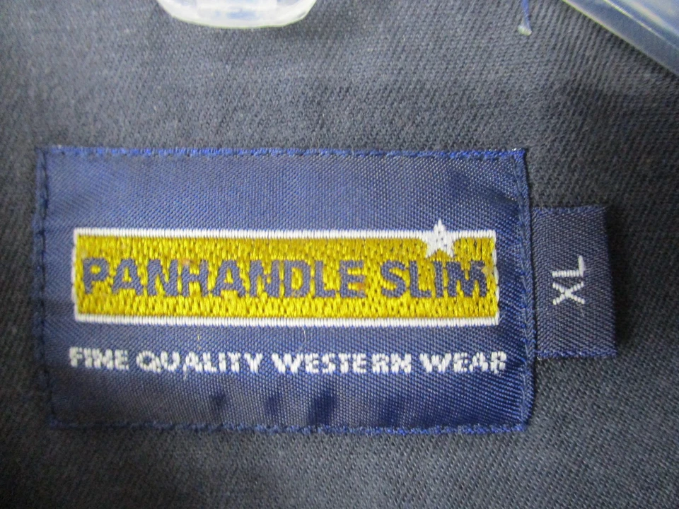 Panhandle Slim Western Shirt Mens XL Tan Navy Pearl Snap Aztec Embroidery - Image 3 of 4