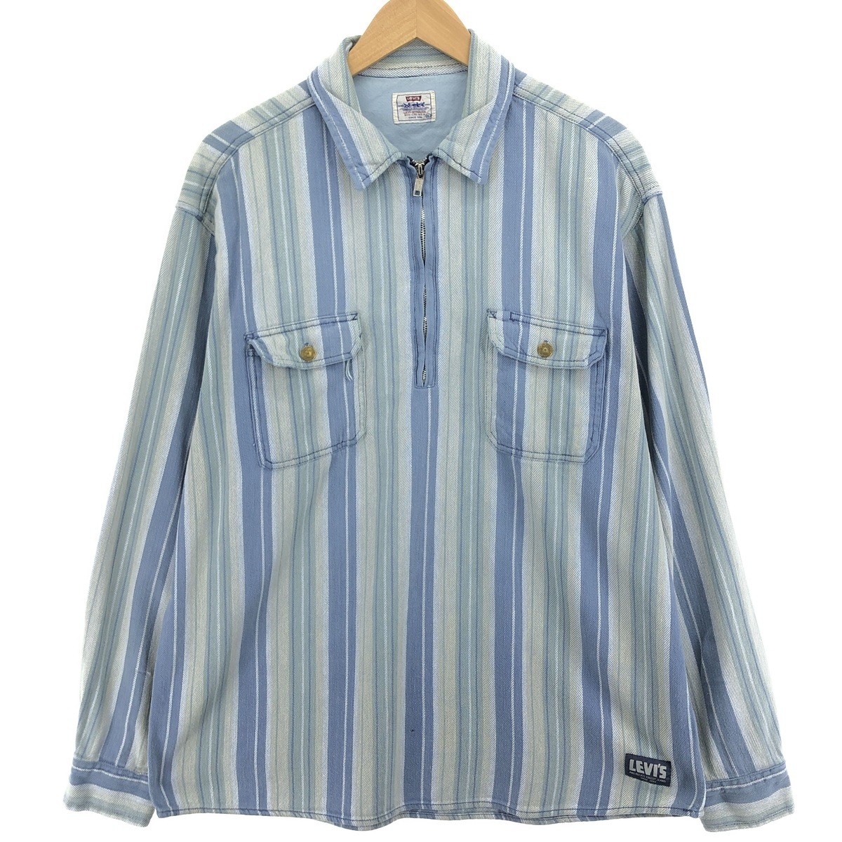 Vintage 90'S Levi's Striped Pattern Half-Zip Pull… - image 1