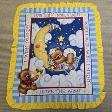 Vintage "Star Light, Star Bright" Teddy Bear Nursery Crib Quilt Blanket