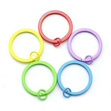 50PCS 30mm Colorful Flat Key Chain Ring Metal Split Keychain for Car A Color