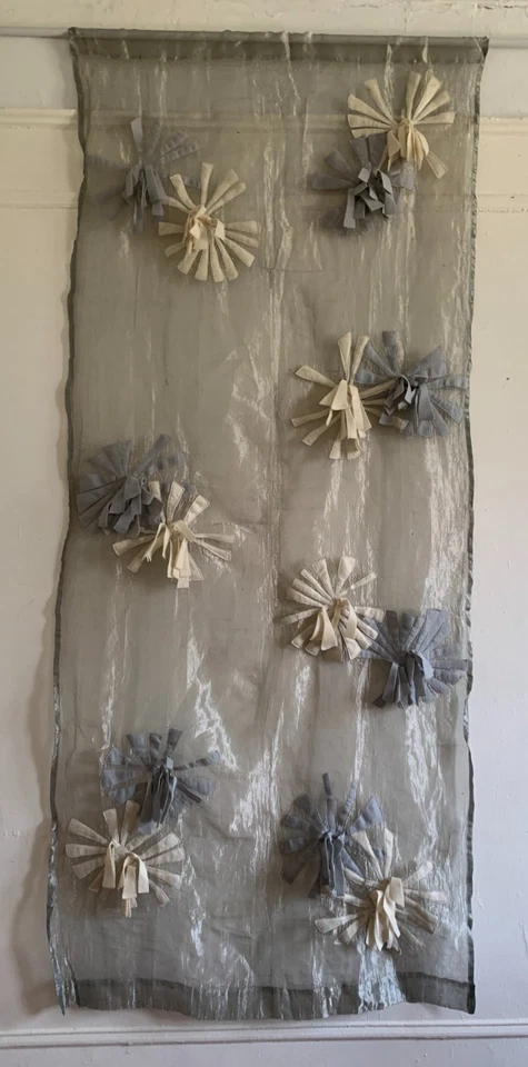 Vintage Metallic Silk Organza Panel with Felt Appliqué Pattern 92"h x 40"w - Image 2 of 4