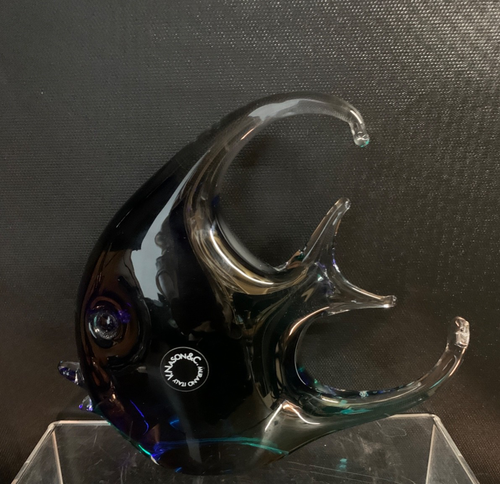 Medium V. Nason & C. Murano ITALY Blue Green Glass Angel Moon Fish - Picture 11 of 13