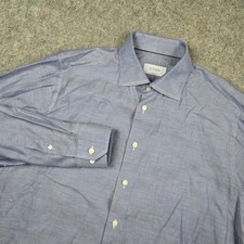 Eton Dress Shirt Mens 41 16 Blue Contemporary Fit Micro Pattern Long Sleeve
