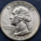 1945 D Washington Quarter 25c Silver BU UNC GEM Brilliant Uncirculated #97170
