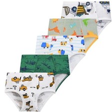 Boys Fashion Soft 100 Cotton Tagless Brief 5 Pack 6 Years Green-5 Pack