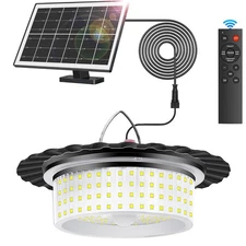 Solar Pendant Light Outdoor&Indoor Hanging Light Waterproof for Barn Shed Garden