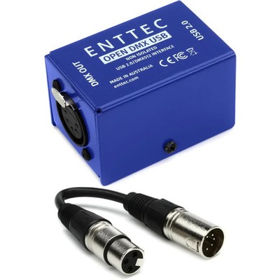 ENTTEC Open DMX USB 512-channel Non-Isolated DMX Interface with 3-pin to 5-pin