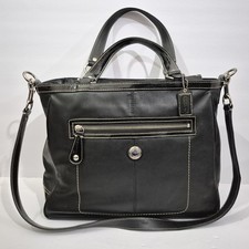 COACH Laura Tote Bag Black Leather  Patent Trim 14887 Shoulder Bag Purse
