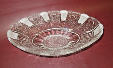 Vintage Elegant Oval Star Cut Clear Crystal Center Bowl Scalloped Sawtooth Lip