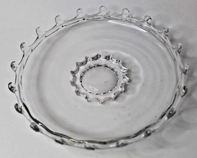 Vintage MCM Loop Edge Heisey Lariat Blown Glass 7 1/2'' Round Serving Plate