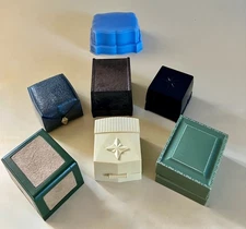 VINTAGE LOT OF 7 CELLULOID PLASTIC RING DISPLAY PRESENTATION BOXES ESTATE FIND