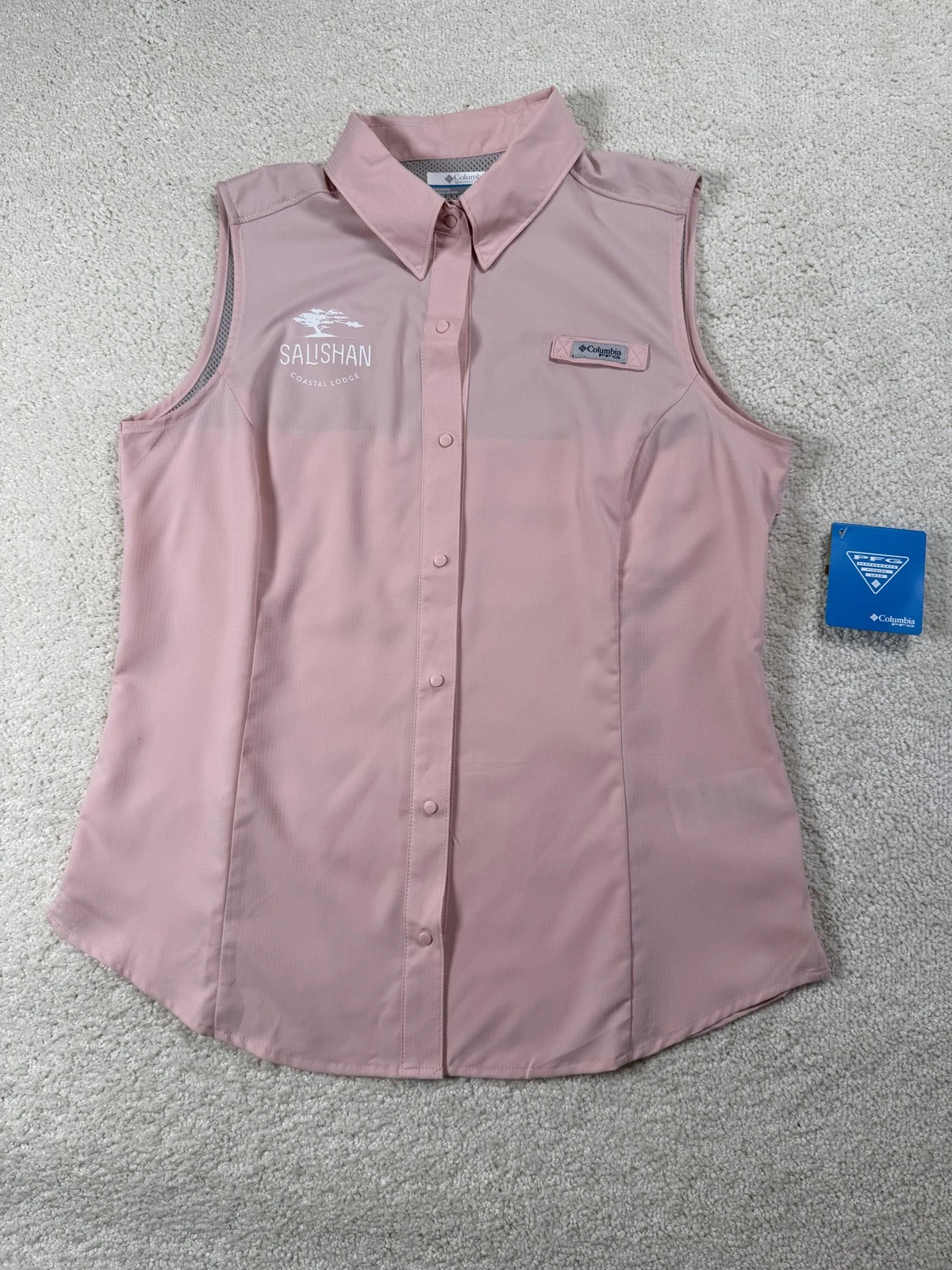 Columbia PFG Shirt Womens Medium Pink Sleeveless Salishan Fishing Omni-Shade