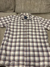 Prana Bryner Shirt Mens Medium Plaid Short Sleeve Button Up Organic Cotton