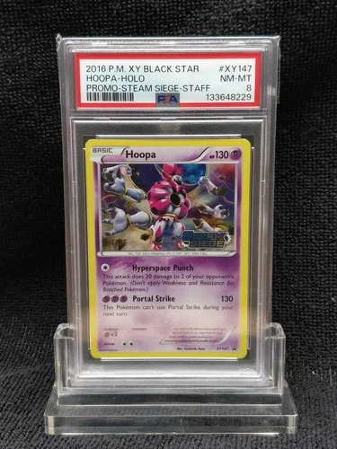 PSA 8 Pokemon Hoopa STAFF Prerelease Promo Steam Seige XY147