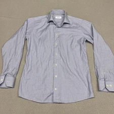 Eton Dress Shirt Mens 15.5/39 Purple Plaid Button Down Formal Preppy Classic
