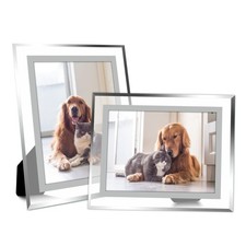 Vienrose 5x7 Picture Frame Set of 2, Clear Glass Photo Frames with Silver Edge