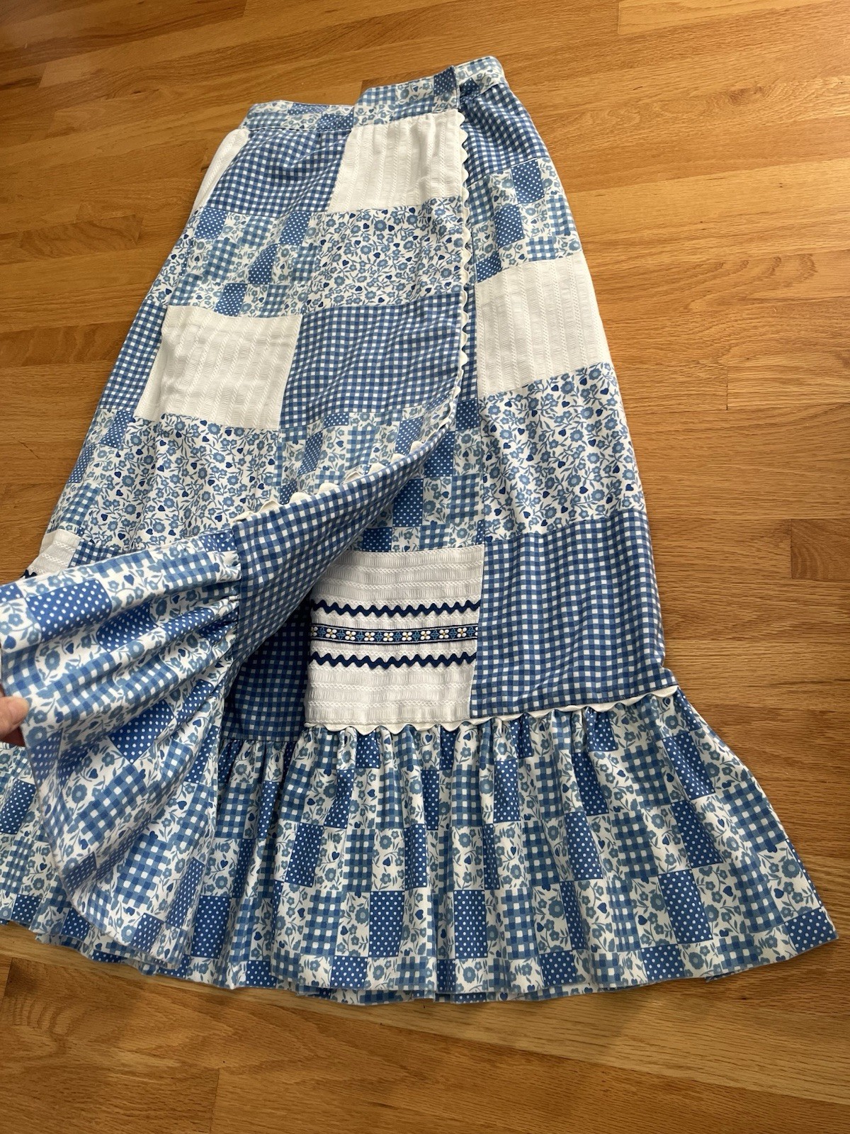 Extraordinary Reversible Blue PATCHWORK MAXI Wrap… - image 3