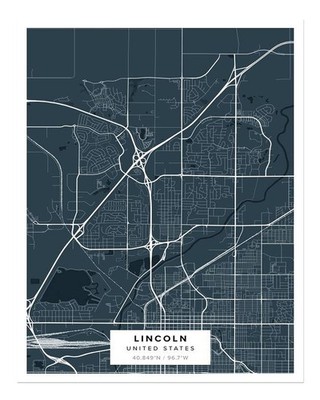 Modern Lincoln City Map Wall Art Poster - Urban Design Premium Quality