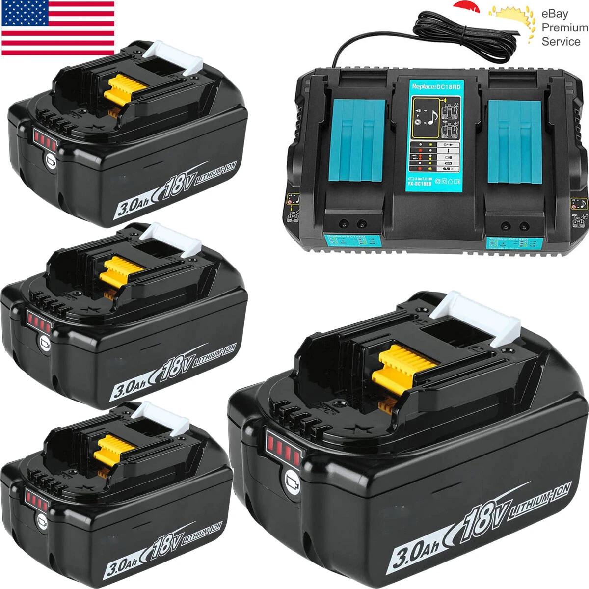 18V Makita Replace Spare Battery BL1830B 3Ah LXT BL1860B BL1840B BL1850B Charger