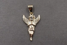 14K Solid Yellow Gold 0.95" Praying Baby Angel  Charm Pendant.