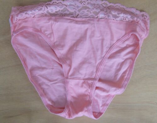 M and S size 12 High Leg knickers panties briefs stretchy cotton lace waist Pink - Picture 5 of 7