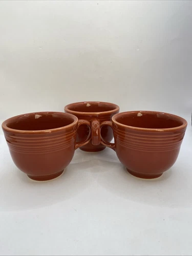 Fiesta Homer Laughlin HLC Fiestaware 3 Brown Teacups Mugs 8oz Made In USA