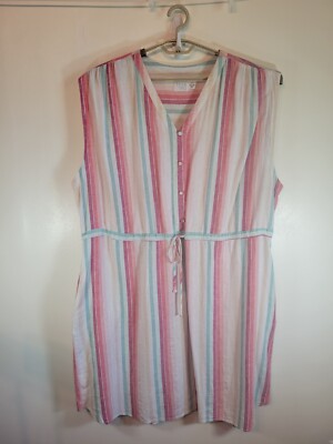Time and Tru Sleeveless Pastel Striped Dress with Pockets XXXL (22) Linen  Blend | eBay